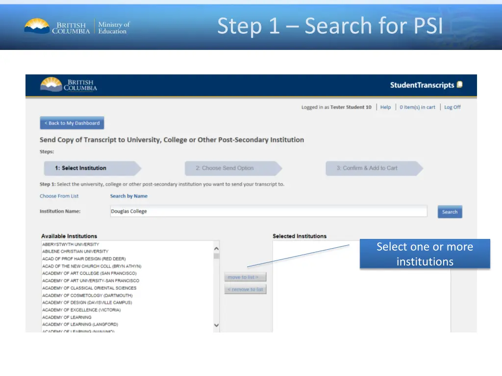 step 1 search for psi