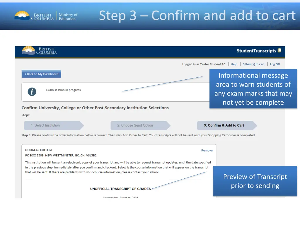 step 3 confirm and add to cart