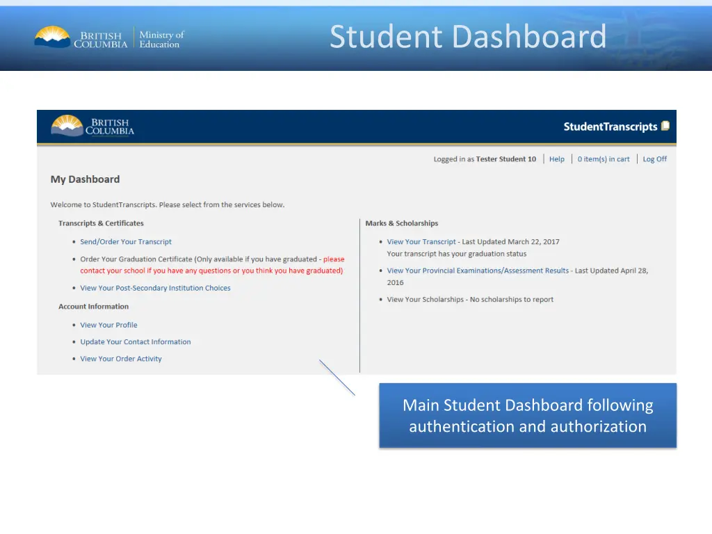 student dashboard