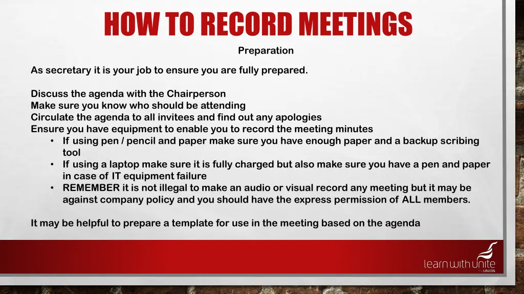 how to record meetings preparation