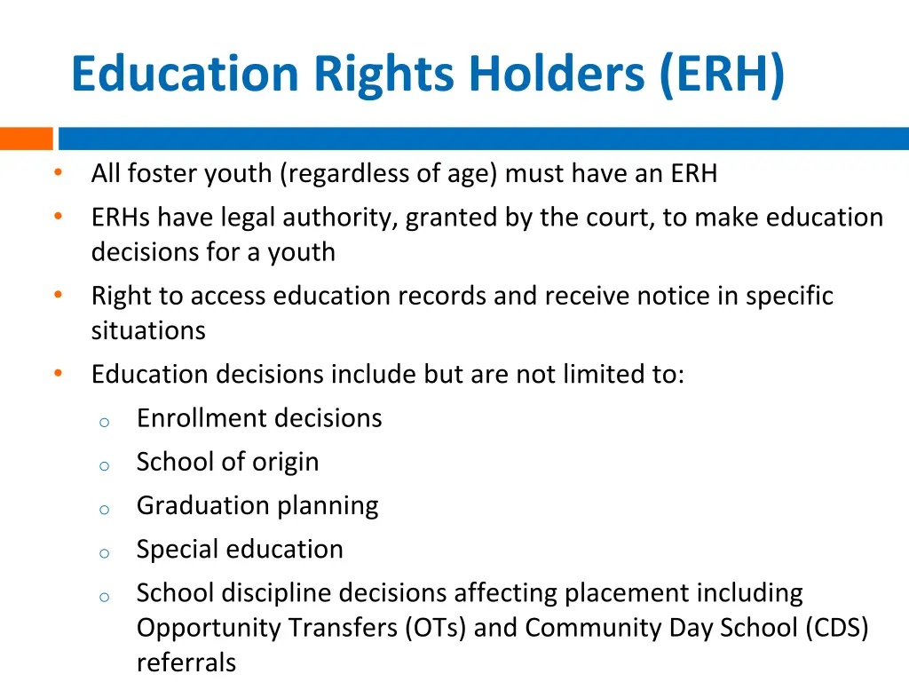 education rights holders erh