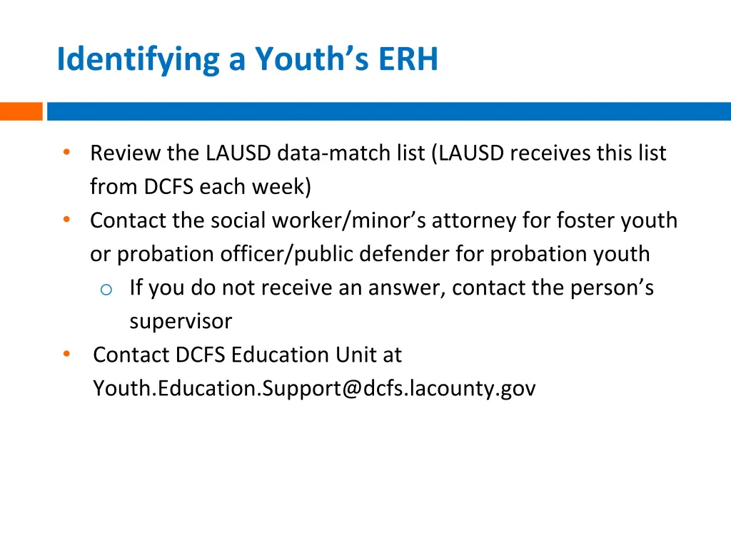 identifying a youth s erh