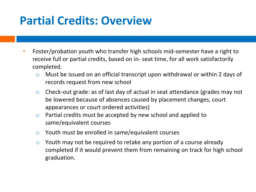 partial credits overview