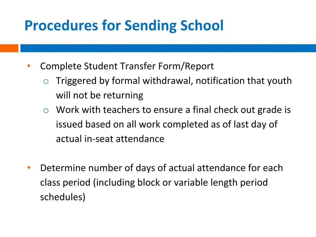 procedures for sending school