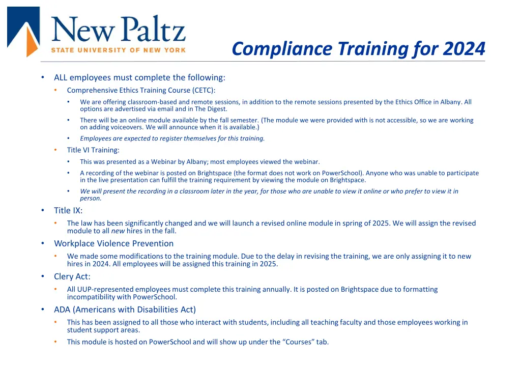 compliance training for 2024