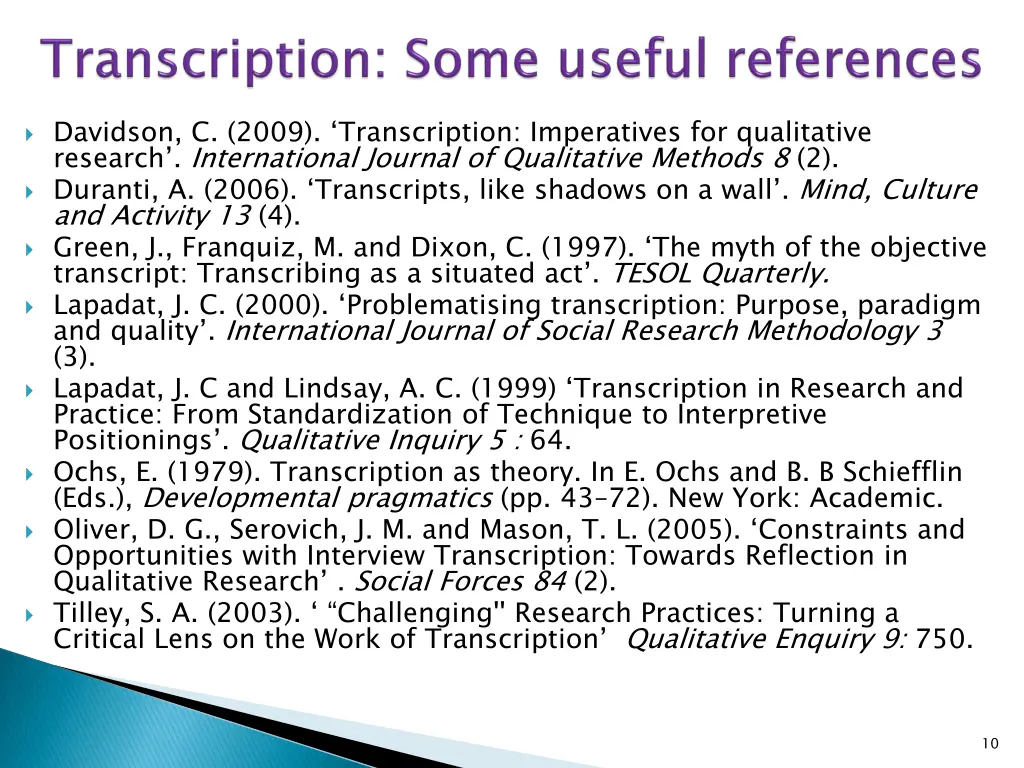 davidson c 2009 transcription imperatives