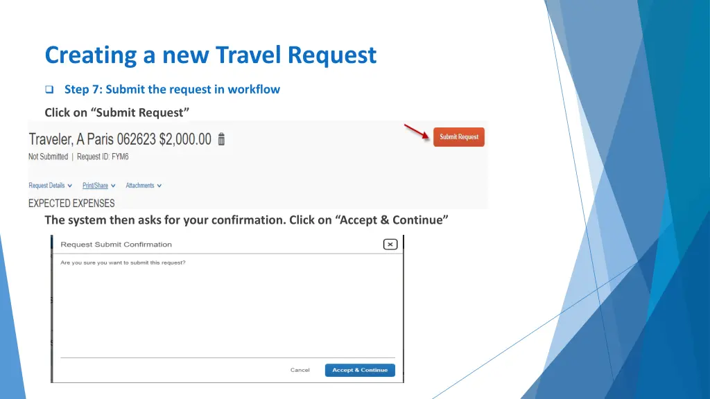 creating a new travel request 13