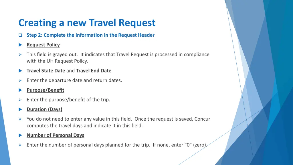 creating a new travel request 4