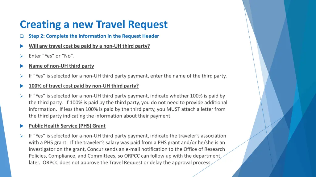 creating a new travel request 6