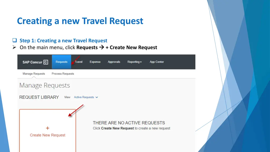 creating a new travel request