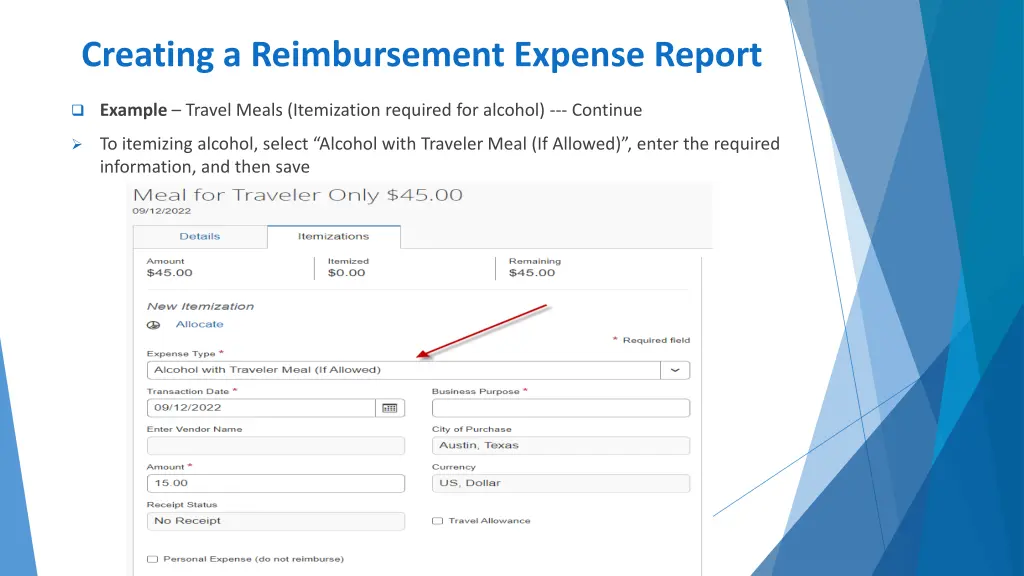 creating a reimbursement expense report 10