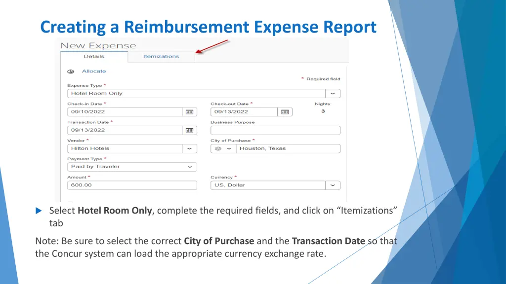 creating a reimbursement expense report 7