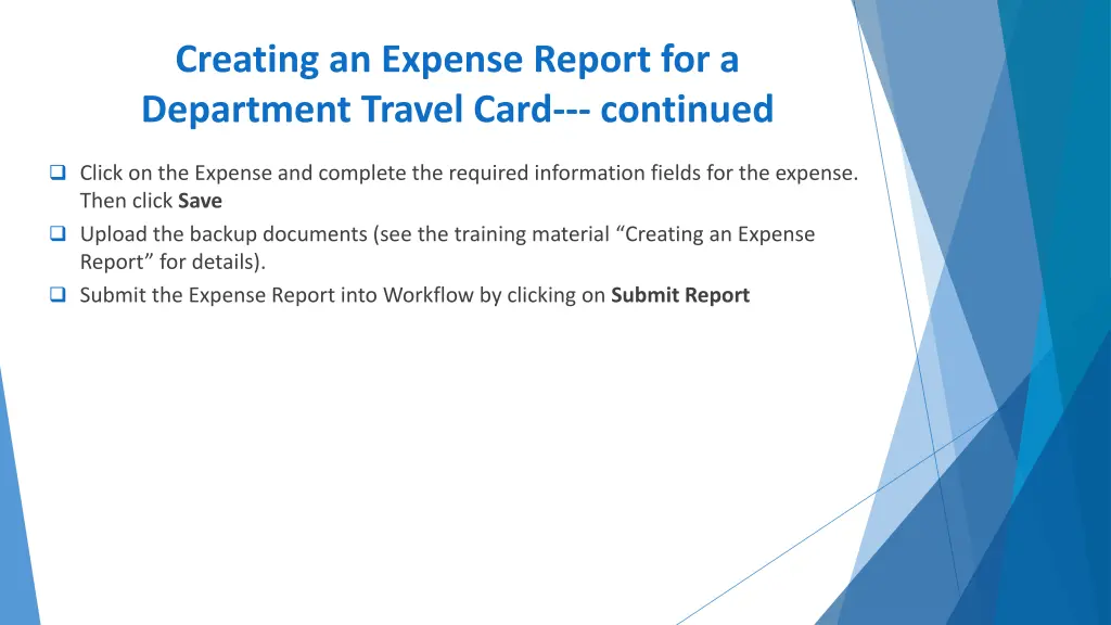 creating an expense report for a department 2