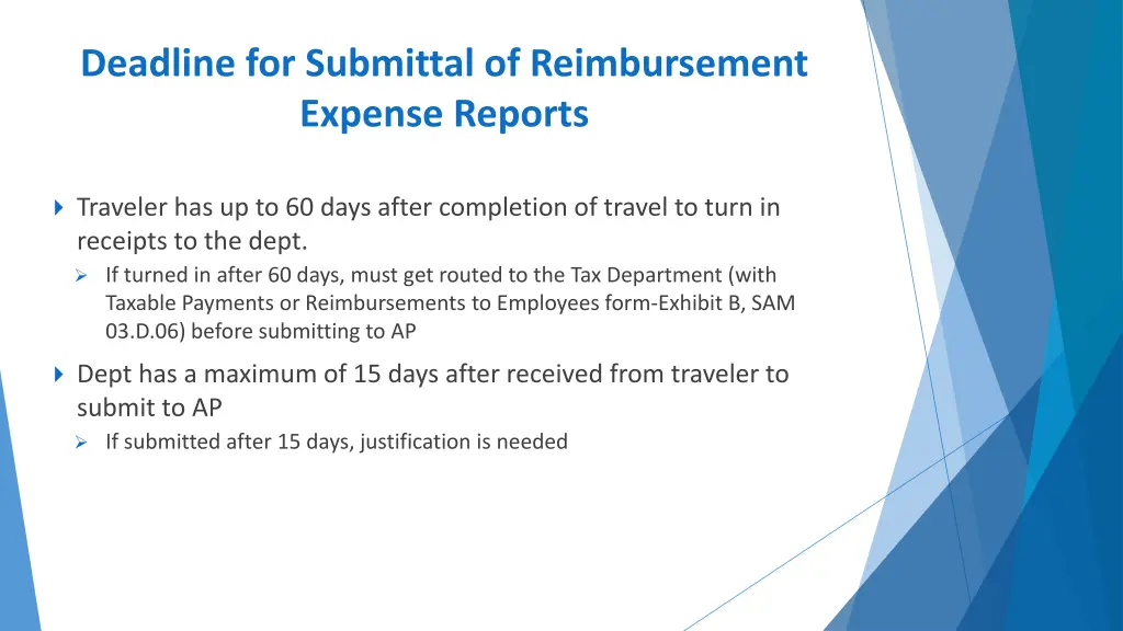deadline for submittal of reimbursement expense