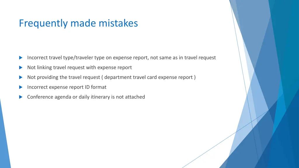 frequently made mistakes