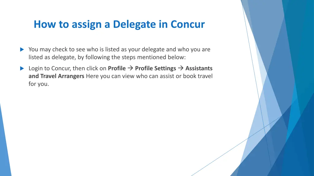 how to assign a delegate in concur