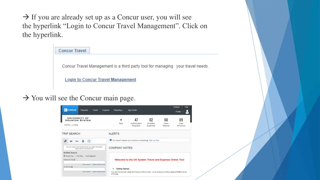 if you are already set up as a concur user