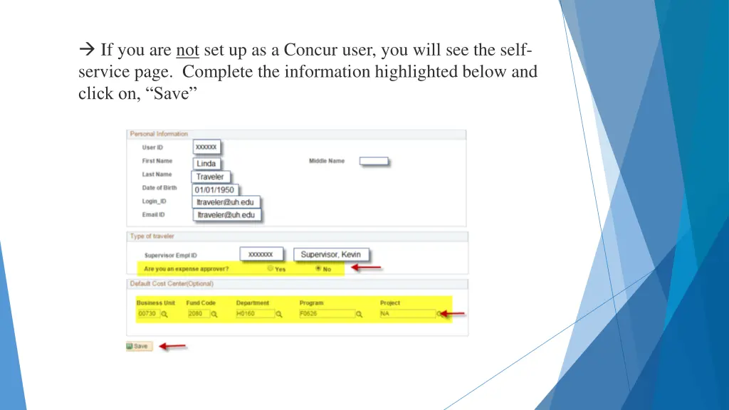 if you are not set up as a concur user you will