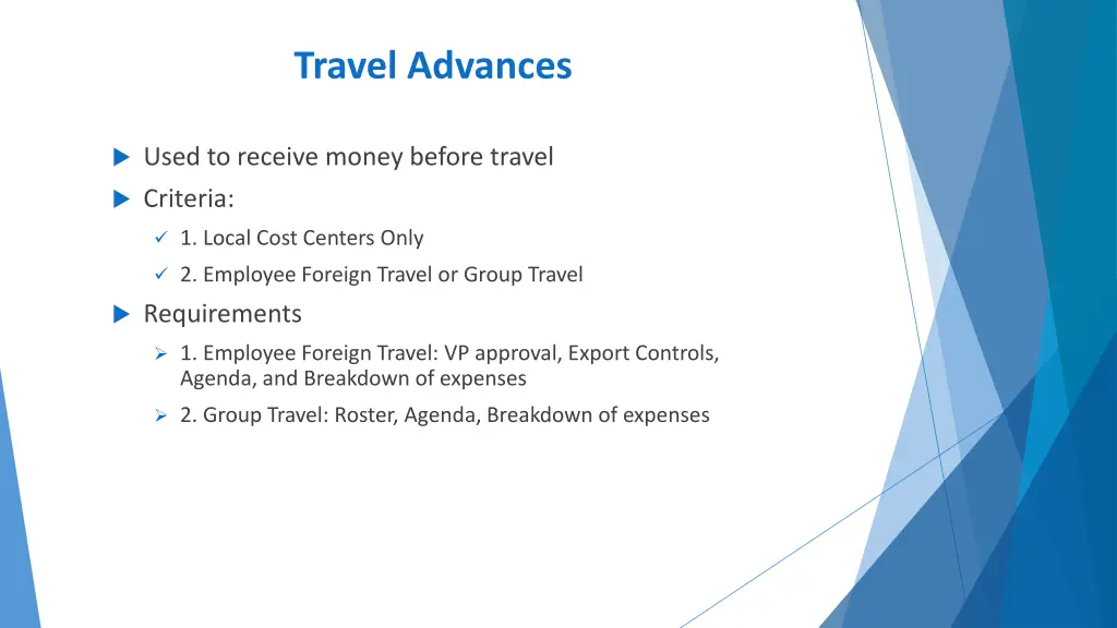 travel advances