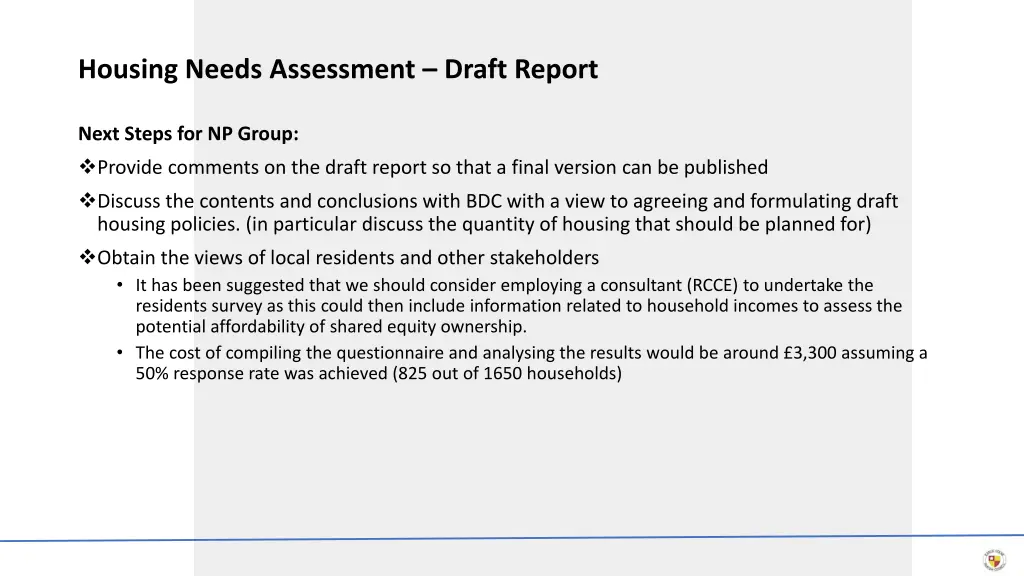 housing needs assessment draft report 2
