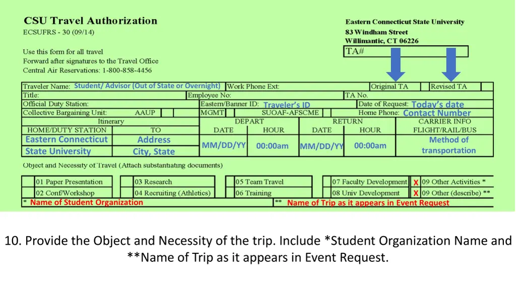 student advisor out of state or overnight 9