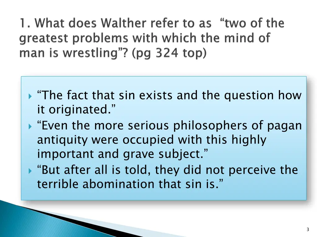 the fact that sin exists and the question