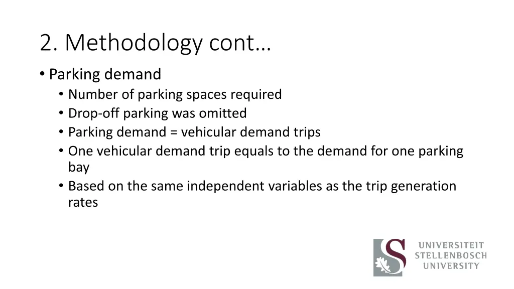 2 methodology cont parking demand number