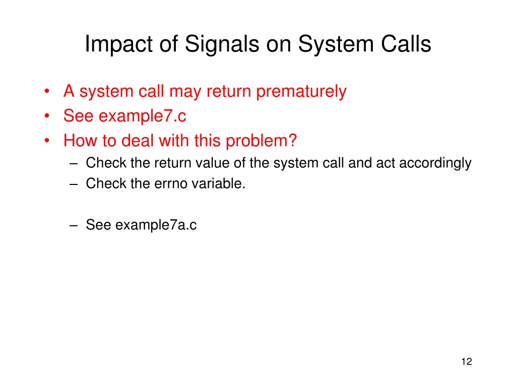 impact of signals on system calls