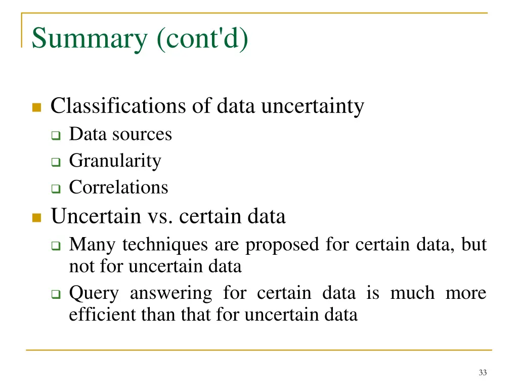 summary cont d