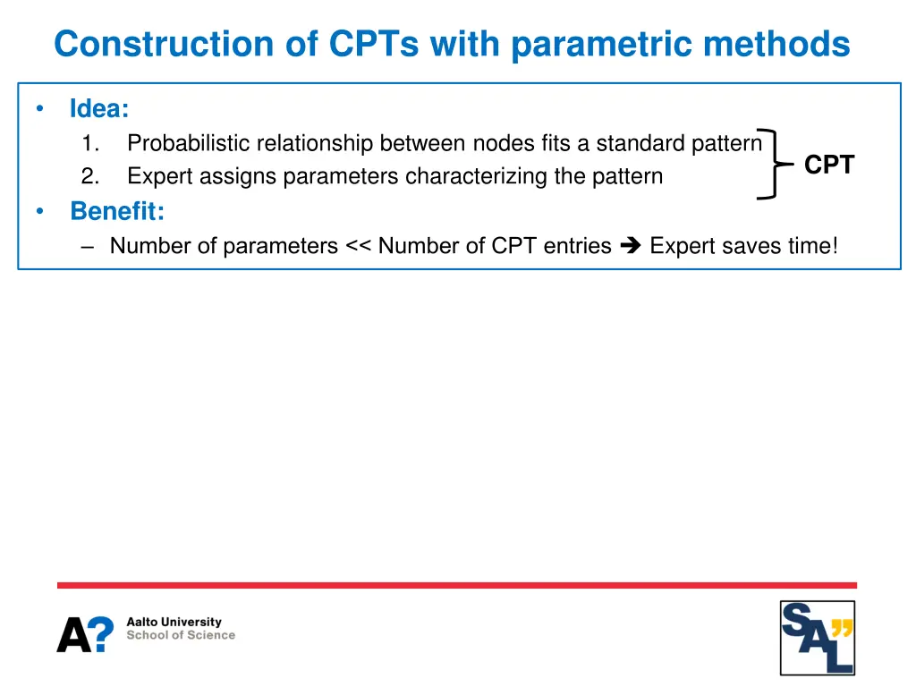 construction of cpts with parametric methods