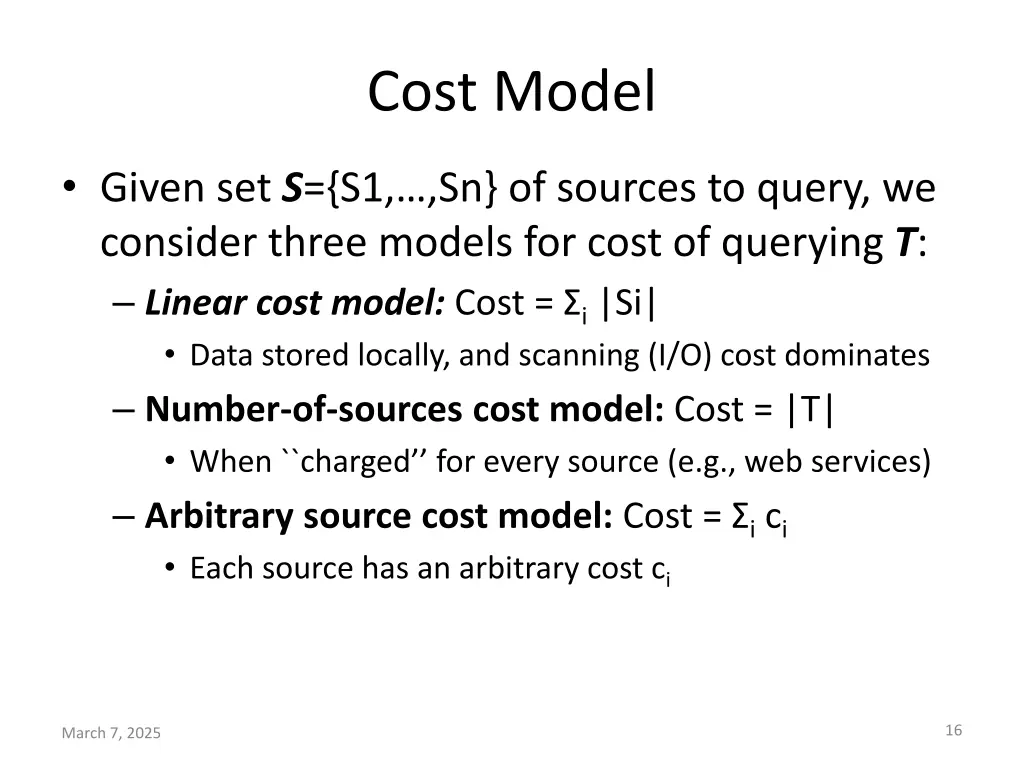 cost model