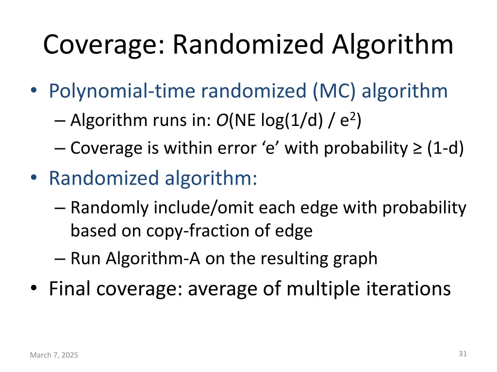 coverage randomized algorithm