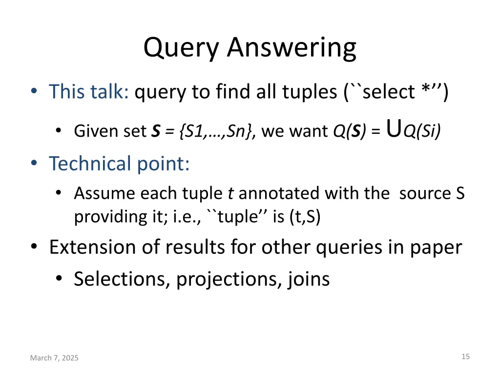 query answering