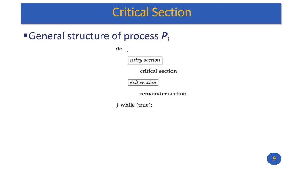 critical section critical section