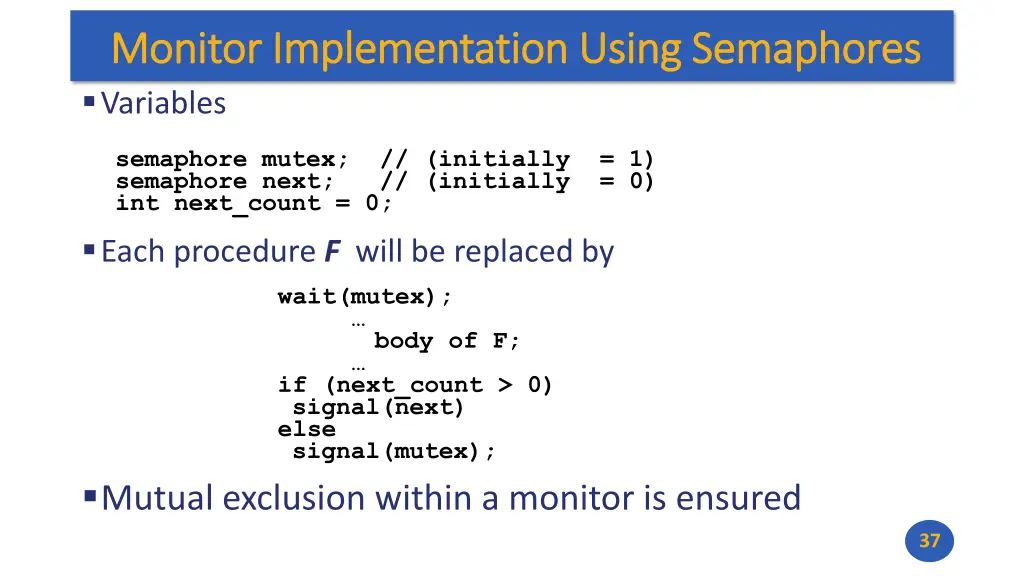 monitor implementation using semaphores monitor