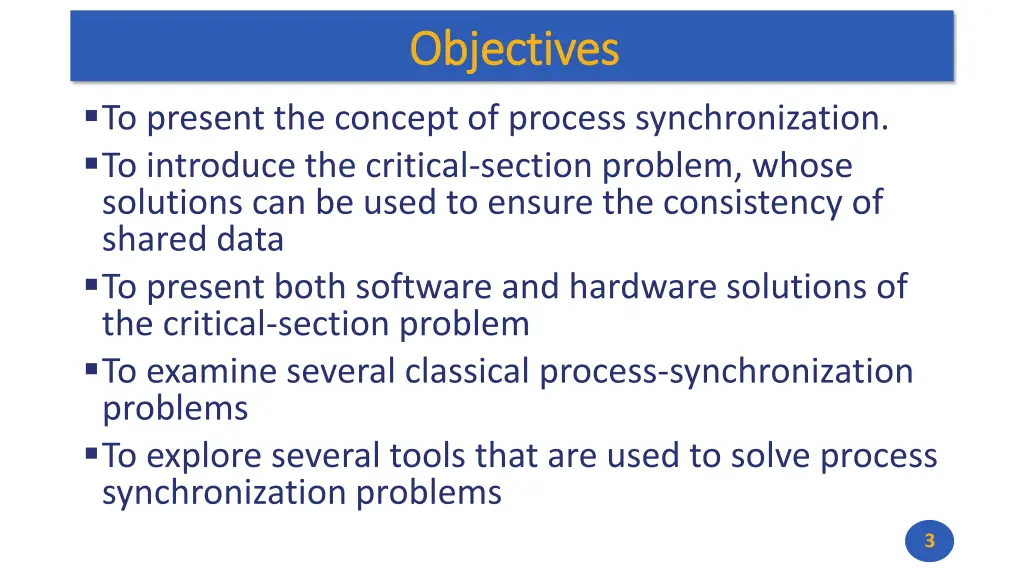 objectives objectives