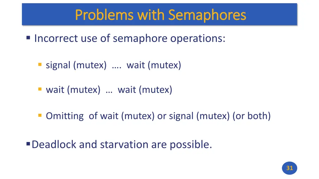 problems with semaphores problems with semaphores
