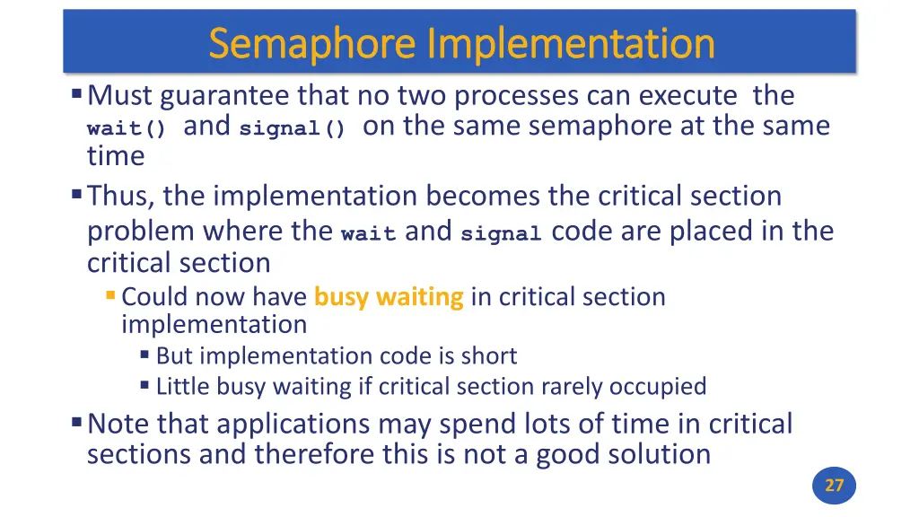semaphore implementation semaphore implementation