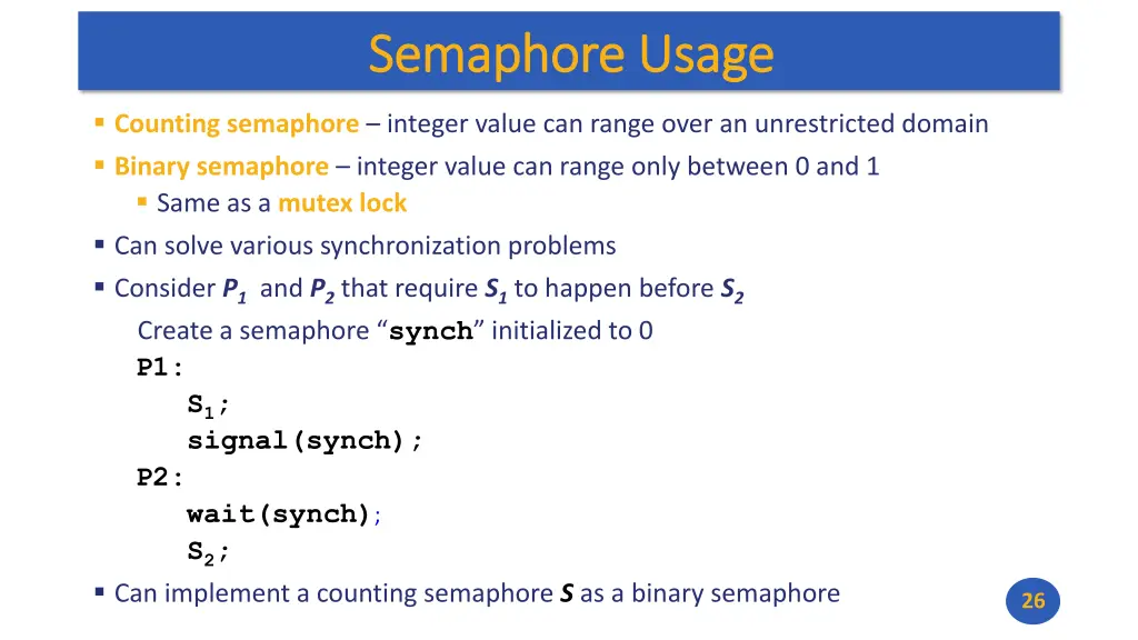 semaphore usage semaphore usage