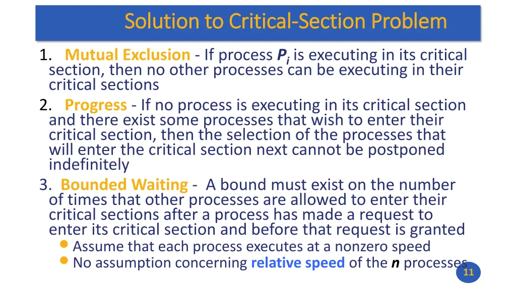 solution to critical solution to critical section