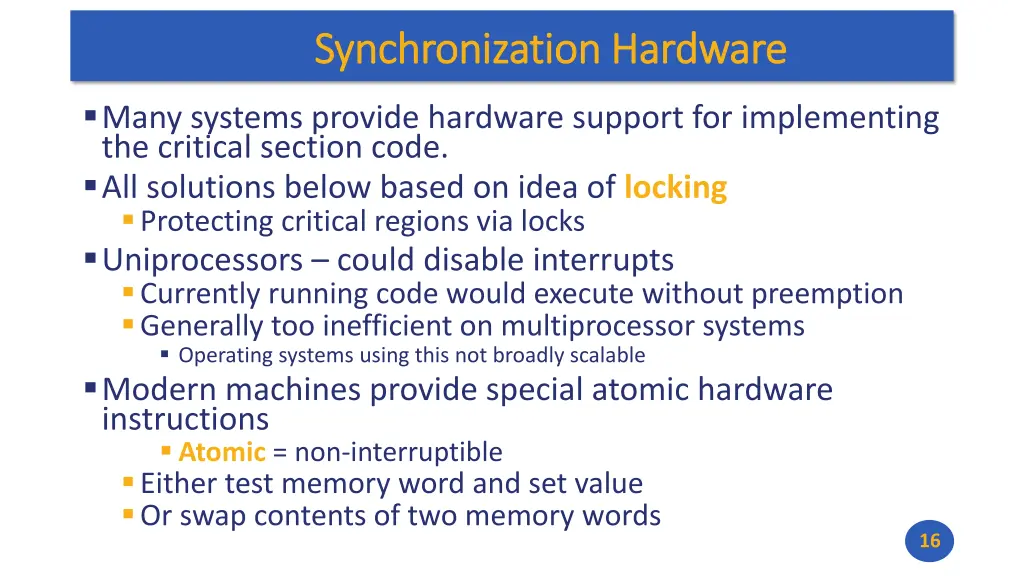 synchronization hardware synchronization hardware