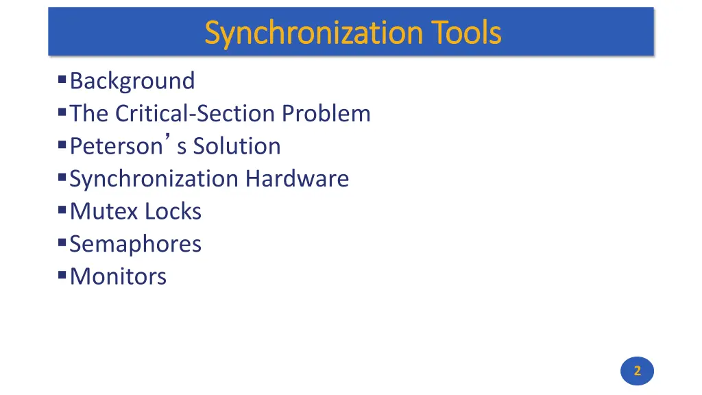 synchronization tools synchronization tools