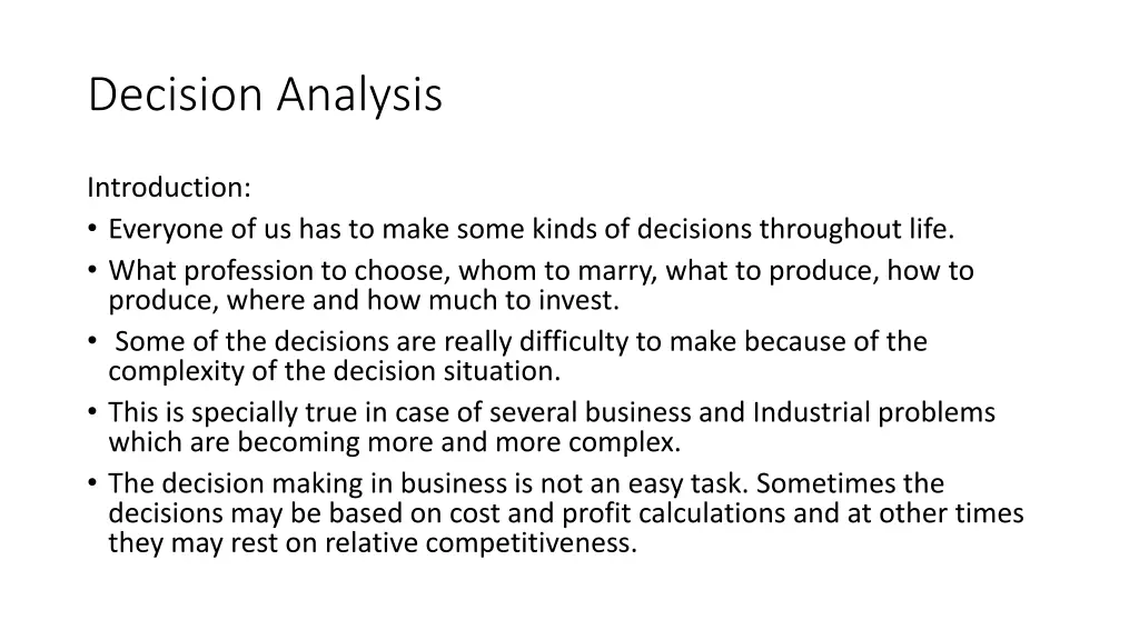 decision analysis 1