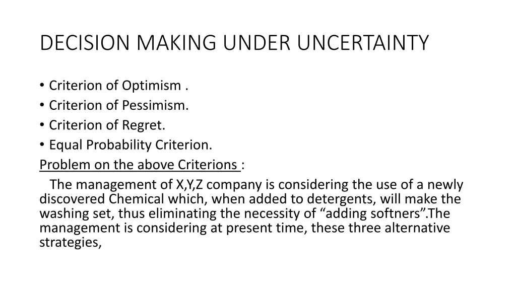 decision making under uncertainty
