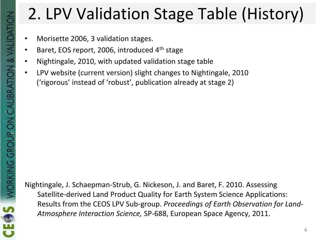 2 lpv validation stage table history