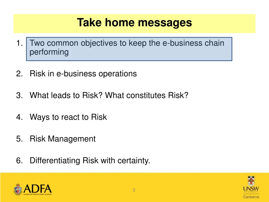 take home messages 1