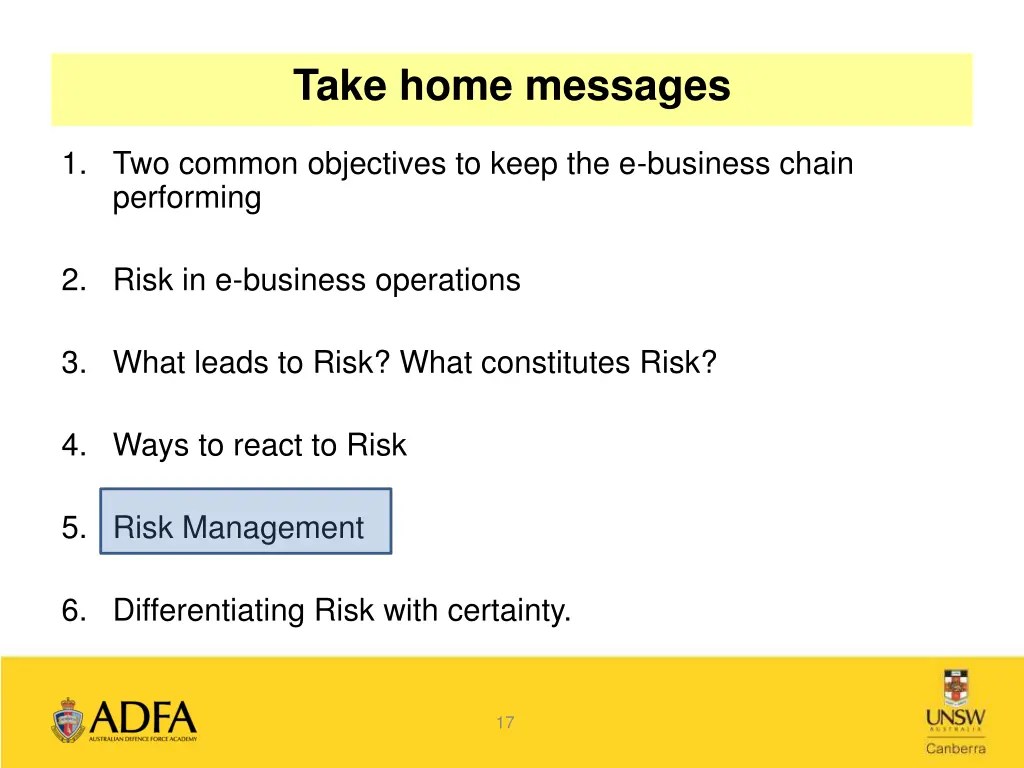 take home messages 5