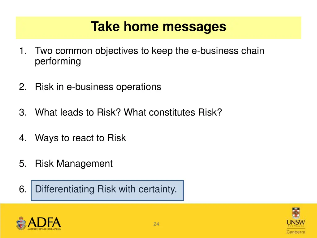 take home messages 6