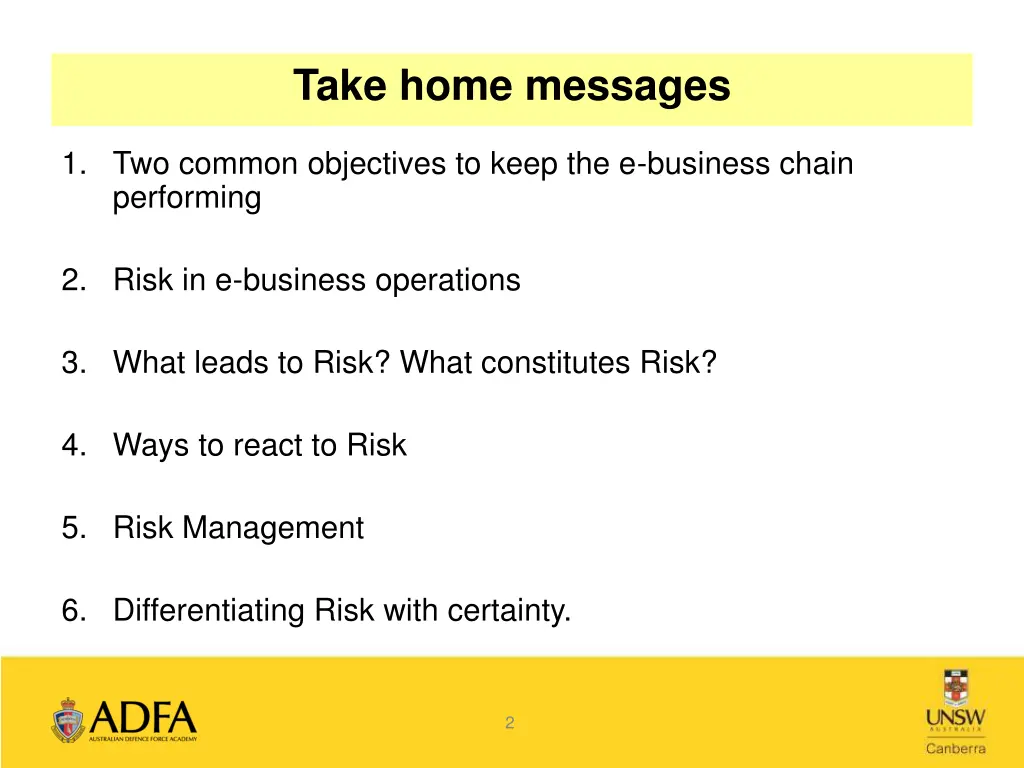 take home messages