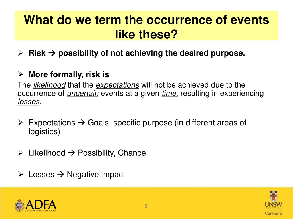 what do we term the occurrence of events like